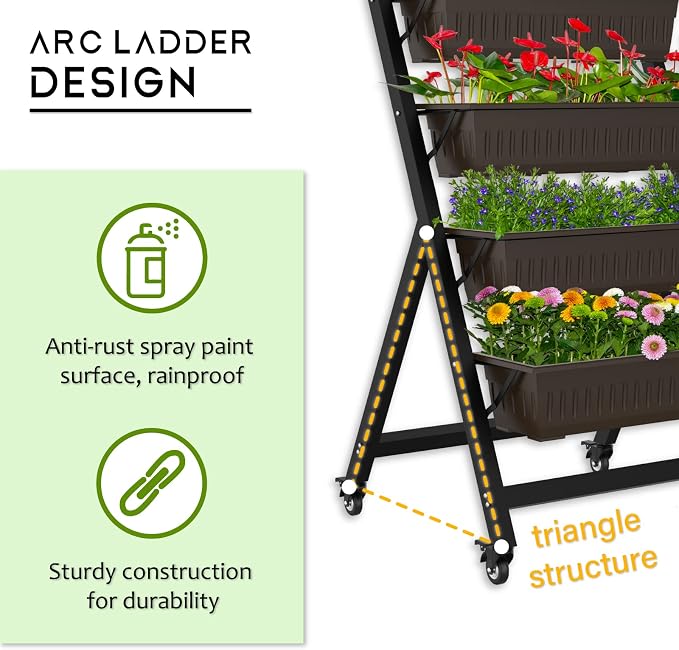 G TALECO GEAR 5-Tier Vertical Garden Planter, 4.4Ft Vertical Raised Garden Bed Planter Box with 5 Container Boxes, Grow Your Herb Vegetables Flowers Indoor and Outdoor (5-Tier)