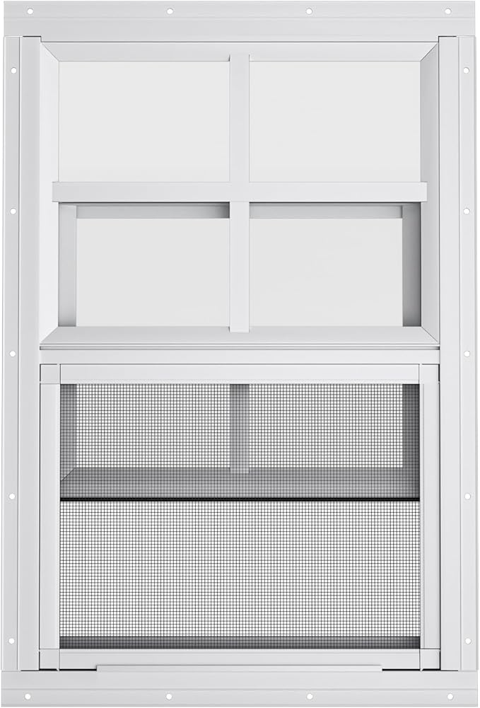 WRISIN 2 Pack Shed Windows 14" W x 21" H Flush Mount, White Household Windows for Playhouses, Barns, Chicken Coop