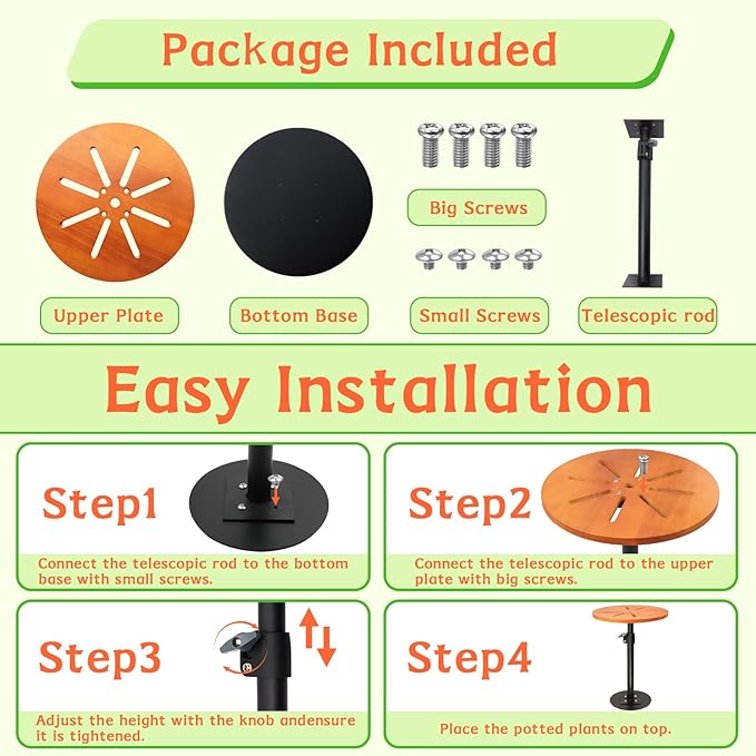 Plant Risers for Inside Pots,Adjustable Planter Insert for Large Pots,Planter Filler Lift Insert Bottom of Tall Flower Pot and Large Plant Containers,7-12.5” Rise, 8" Base, 10" Top-2pack
