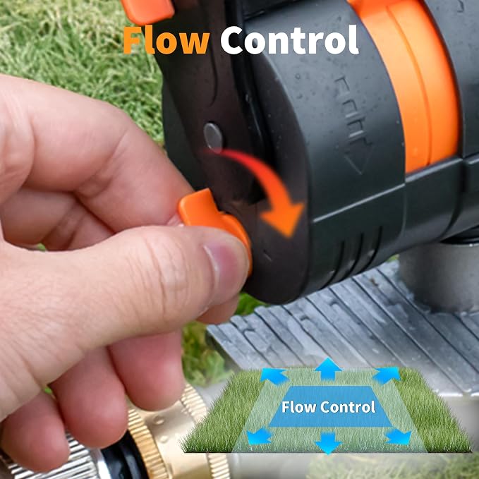 Diivoo Garden Sprinkler with Step Spike Base, Mini Turbo Oscillating Water Sprinklers for Yard, Adjustable Width, Range and Flow Rate, 16 Nozzles, Grey