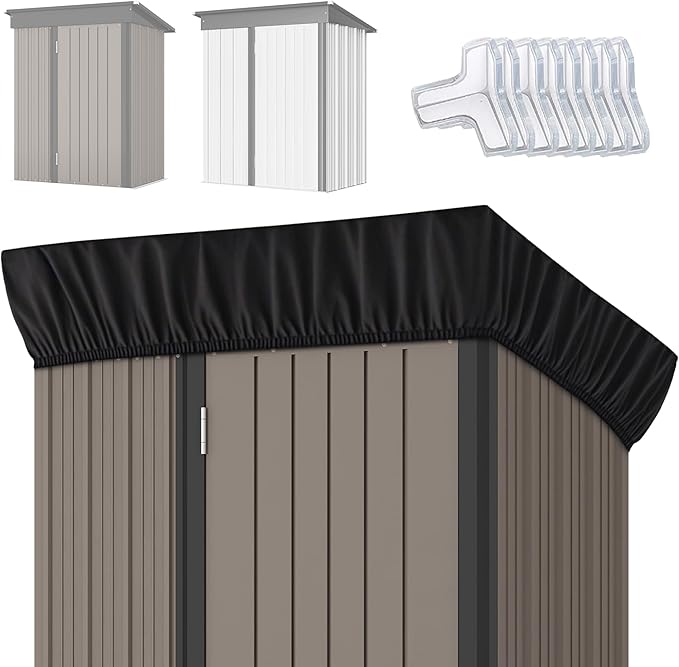 5x3Ft Outdoor Storage Shed Cover & Metal Garden Shed Cover - 640D Oxford Fabric, Weatherproof, Dustproof, Elastic Hem for Secure Fit, Includes 8 Reinforced Silicone Corner Guards (Cover Only)