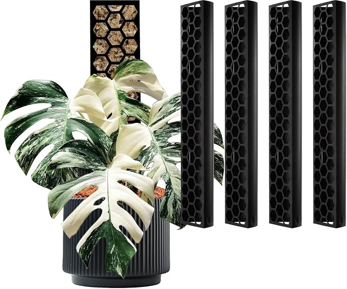 4 Pack 17 Inch Plastic Moss Pole for Plants Monstera, Plant Poles for Climbing Plants, Plant Support for Indoor Plants, Plant Support Poles Work with Sphagnum Moss