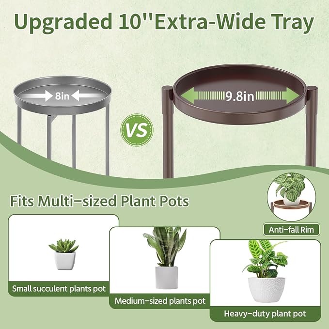 LASZOLA 6 Tier Large Plant Stand Indoor Tall with 10 Inch Metal Tray, Corner Folding Flower Display Rack, Modern Plant Holder Shelf for Outdoor Patio Porch Garden Office Living Room, Bronze