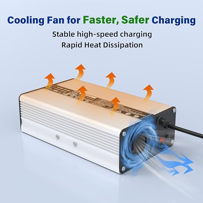 58.4V 5A, AC-DC Battery Charger, Dedicated Best Solution for 48V Lithium Iron Phosphate, LiFePO4 Battery Recharging, Support Charging Solar Off-Grid, Golf Cart (58.4V 5A Charger-Silvery)