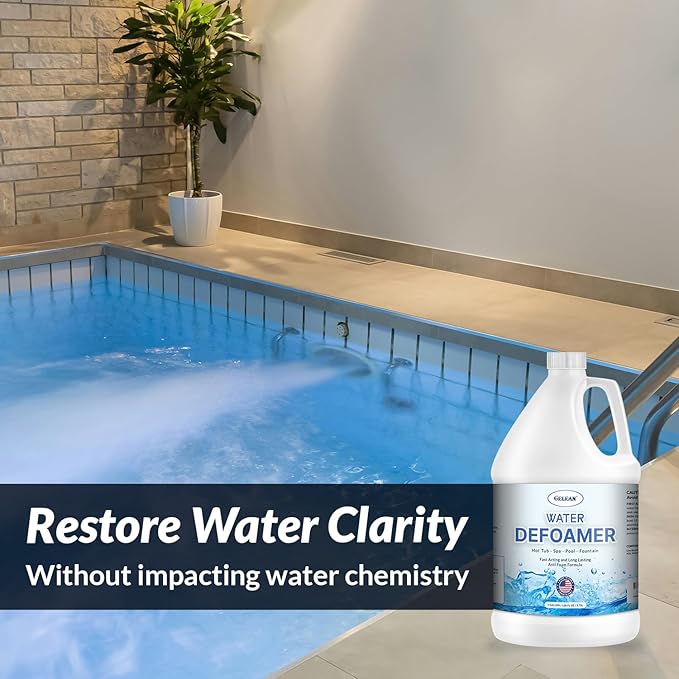 Hot Tub Defoamer - Pool, Fountain, Spa Anti Foam Defoamer -128oz- Eco Friendly & Safe Water Anti Foam - Quickly Removes & Prevents Foam - Silicone Emulsion HotTub Chemicals Made in USA,