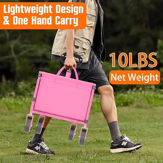 Yozoia Wagons Carts Foldable, Lightweight Portable Utility Shopping Cart with Wheels, Folding Grocery Wagon Cart for Grocery, Camping, Shopping, Beach, Garden, Sports Pink