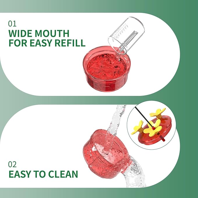 Dreamdrawer 2 Pack Window Hummingbird Feeder, Small Hummingbird Feeder for Outdoors with Strong Suction Cup - Metal Base & 6 Feeding Ports, Easy to Clean and Refill, Pink