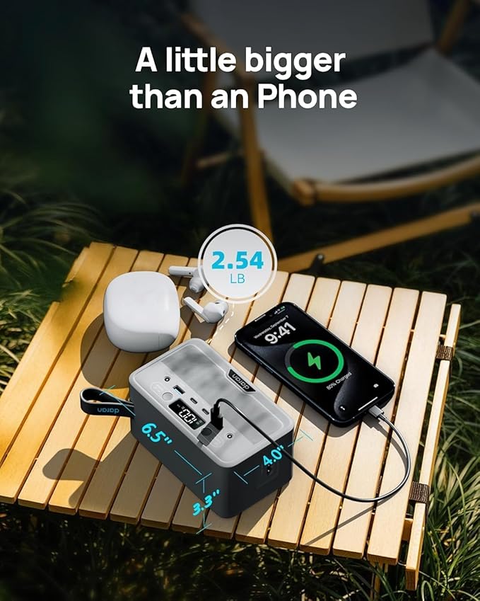Portable Power Station 100W with 25W Solar Panel LiFePO4 Battery Power Bank with110V AC Outlets Solar Generator Fast Charging for Hurricane Emergency,Outdoor Use,Off-Grid traveling