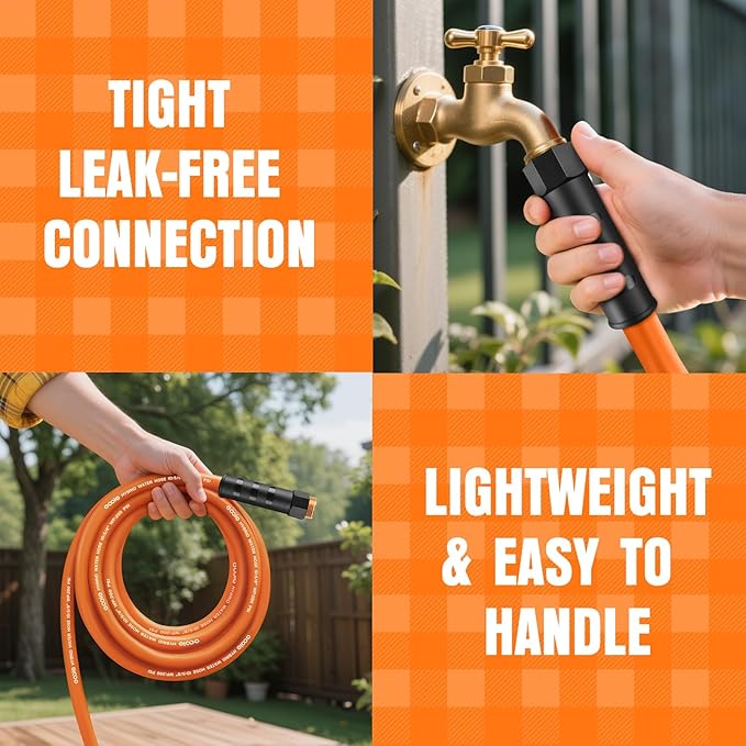 Garden Hose 15 ft x 5/8", NON-EXPANDING Flexible Water Hose, Kink Resistant Lightweight Hybrid Hose, Leakproof Yard Hose with Male to Female Fittings