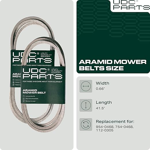 UDC Parts 954-0468 Upper Drive Belt Replacement for MTD 754-0468 Troy Bilt Bronco Cub Cadet Yard Machines Huskee 112-0305 Toro LX425 LX500 LX460 LX420 LX426 LX423 / Aramid Cord / 41.50 inches