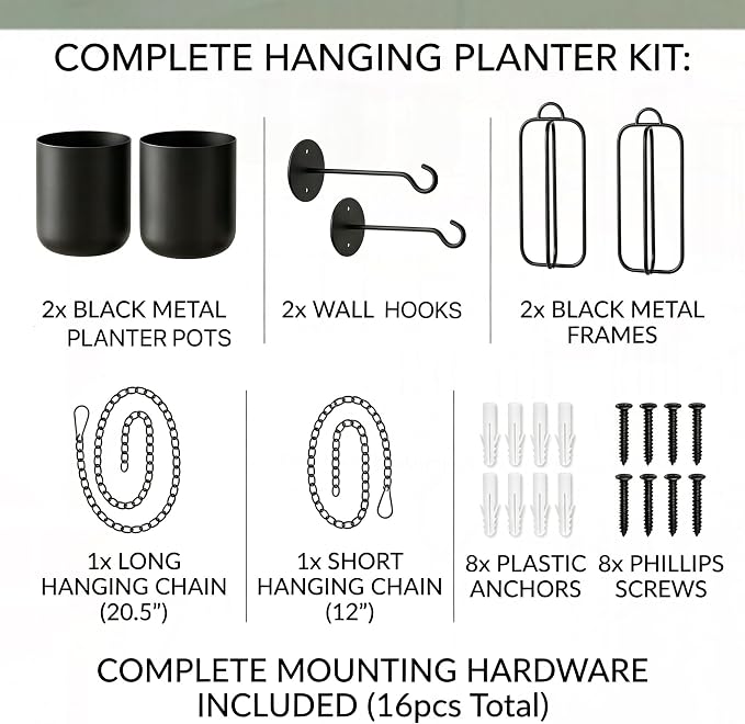 Hanging Planters for Indoor Plants Black Modern Hanging Pots for Plants 5.5 Inch,Metal Hanging Baskets Window Plant Hanger Ceiling Hanging Flower Pots with Chain for Wall Decor