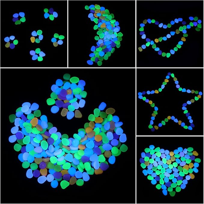 Sasylvia 3000 Pcs Glow in The Dark Rocks 1 Inch Glow Rocks 12.6 LB Garden Glow in The Dark Stone Outdoor Glow in The Dark Pebbles for Landscaping Walkway Pathway Backyard Fish Tank Plant(Multicolor)