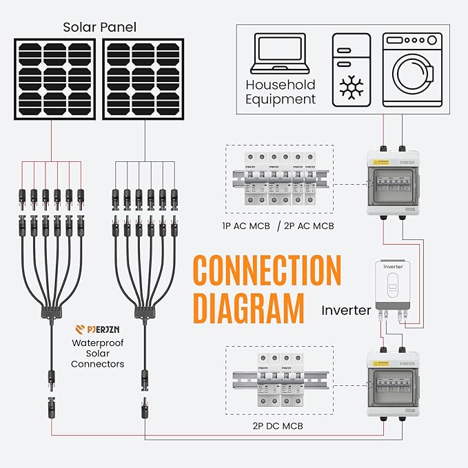 Solar Panel Connector 6 to 1 Solar Y Branch Solar Panel Splitter 6Way Solar Panel Parallel Connectors Solar Adapter Cable Plug for Solar System Panel (6 to 1 1 Pairs)
