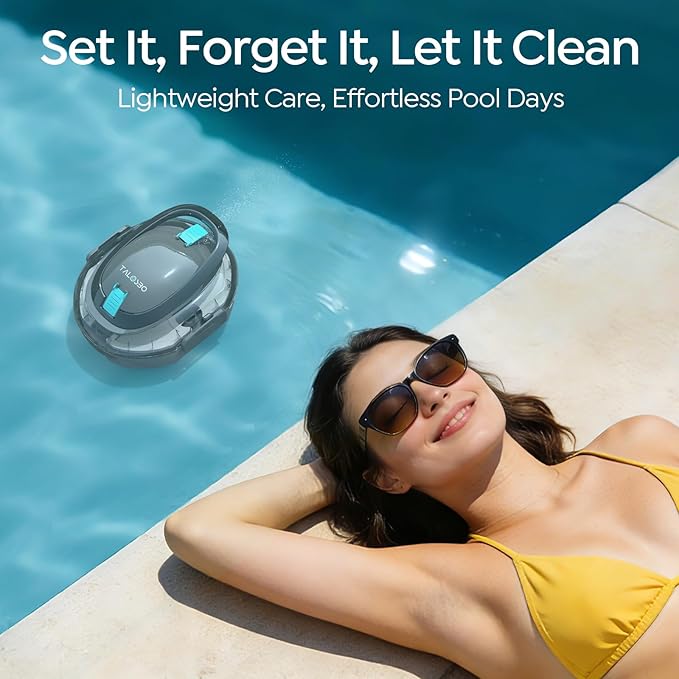 [2026 New] TALOSBO S2 Robotic Pool Cleaner – Dual-Layer Filtration, 90-Min Runtime, Powerful Cordless Pool Vacuum for Above-Ground & Flat Pools, Efficient Debris Removal & Auto-Parking Design