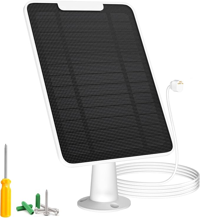 6W Solar Panel Charger Compatible with Google Nest Camera Outdoor & Indoor (Battery Version), Solar Power for Google Nest Cam, IP65 Weatherproof, w/Secure Wall Mount & Screwdriver, 13ft Cable, 1 Pack