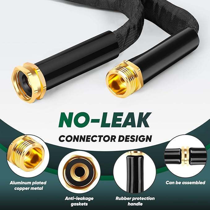 Garden Hose 50 ft, Non-Expanding Water Hose, Flexible Ultra-Light, Anti-Kink, Wear-Resistant, Portable, Easy Storage, Hose with 3/4 for Outdoor, Garden, Yard and Lawn