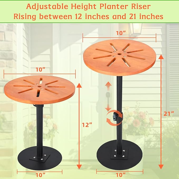 Plant Risers for Inside Pots,12-21" Adjustable Plant Inserts Fill Bottom of Tall Flower Pots and Large Plant Containers Indoor and Outdoor,10" Base, 10" Top-2pack