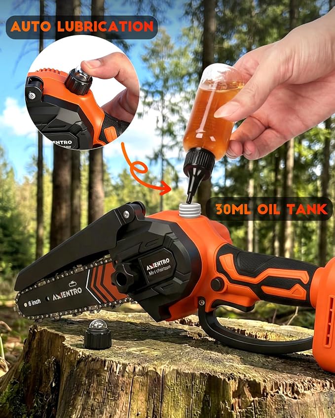 Electric Pole Saws for Tree Trimming, 2-in-1 Mini Chainsaw & Pole Saw, 6-in Electric Chainsaw Cordless with Extendsion Pole, 2x4000mAh Li Batteries & Charger, 16FT Max Reach