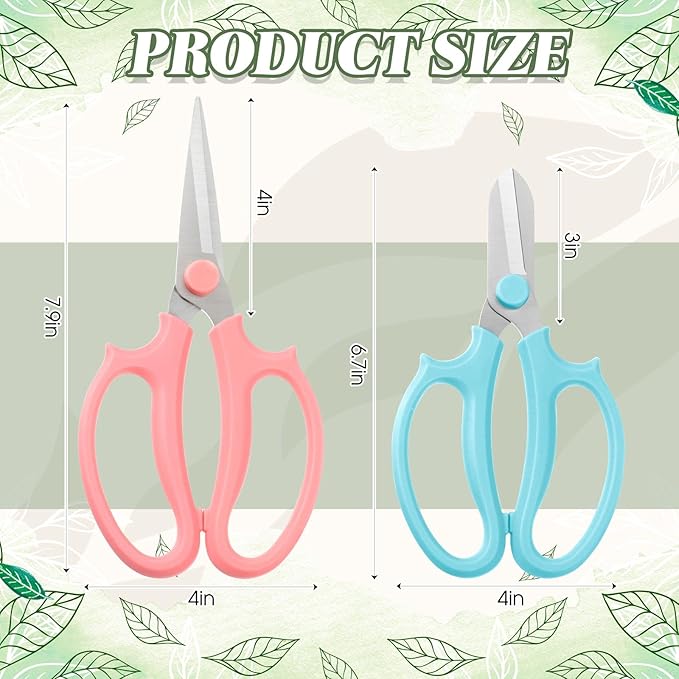12 Pcs Gardening Tools Flower Scissors Flower Bar Supplies Pastel Rainbow Color Pruning Scissors Floral Shears Stainless Steel Garden Clippers Cutters for Branches Leaves, Gift for Women(Cute Color)