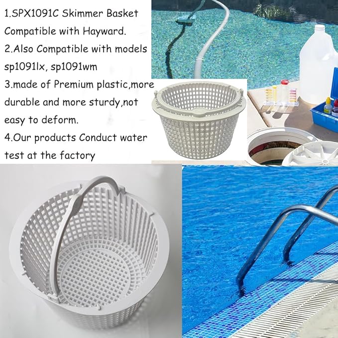 SPX1091C Basket with Handle Replacement Skimmer Basket for Hayward Automatic Skimmers SP1091LX,SP1091WM (White)