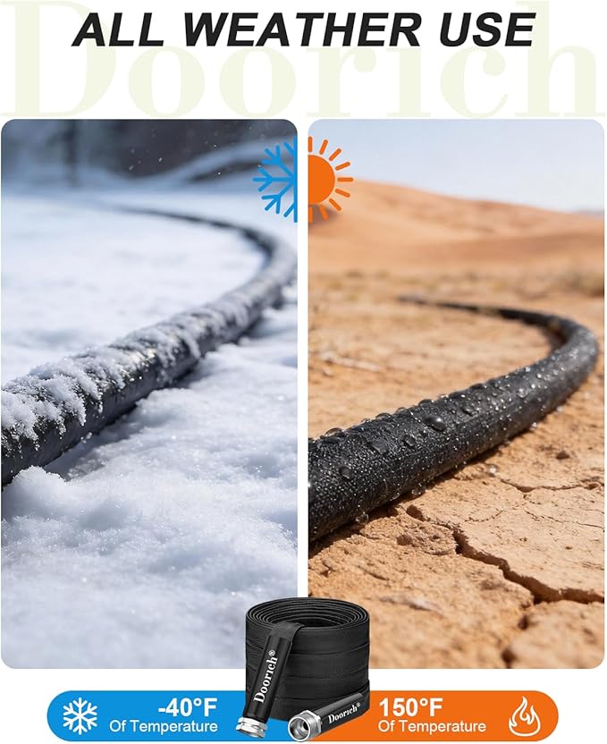 Garden Hose, Lightweight, Ultra Flexible, Durable, Kink-Free Water Hose - Made of TPU, Drinking Water Safe Material, Non-Shrinking, Easy to Store, All-Weather, Black (100 FT)