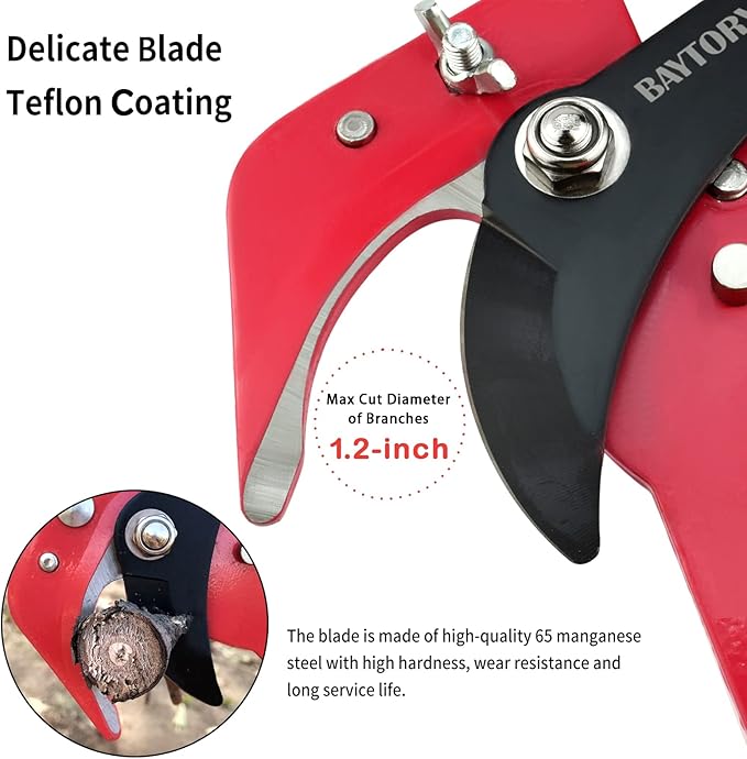 BAYTORY Extendable Tree Pruner Saw Head Without Pole, High-Altitude Branches Trimmer Pruning Shears, Harvester Clipper for Plant Twig Vine, Labor-saving 4 Wheels Garden Trimming Tool