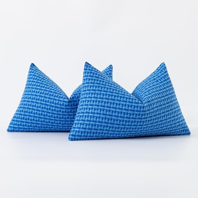 Kevin Textile Outdoor Waterproof Throw Pillow Covers Pack of 2 Farmhouse Decorative Cushion Covers for Garden Patio Tent Balcony Bench Couch Sofa 12x20 Inch, Blue