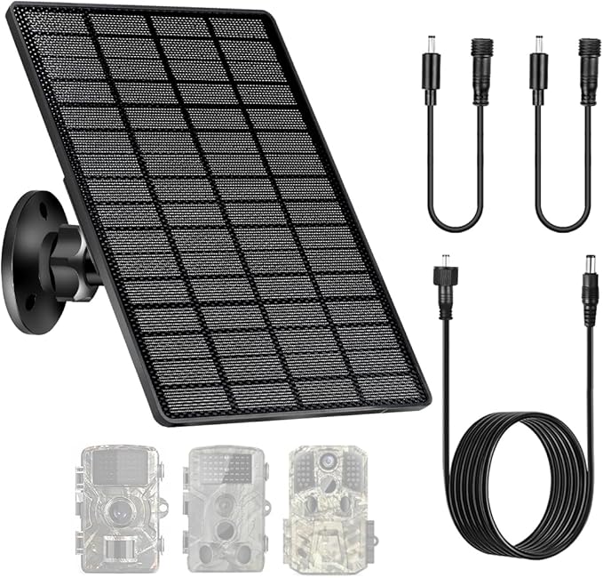 Solar Panel 6W for Trail Camera,Solar Kit Build-in 6000mAh Rechargeable Battery, Hunting Accessories for IP66 Waterproof, Solar Power for Trail Camera