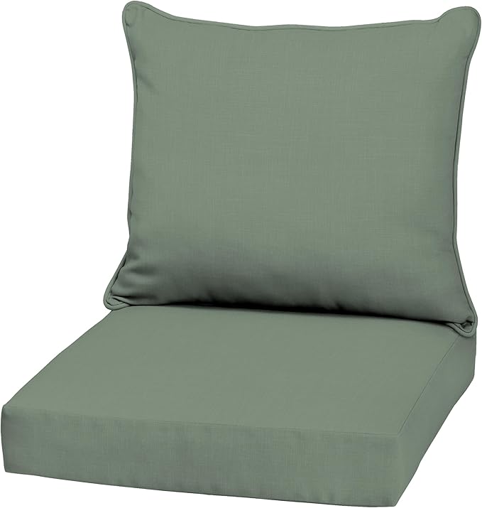 Arden earthFIBER Outdoor Deep Seat Cushion Set, 22 x 24, Deep Seat Bottom and Back Cushion for Chair, Sofa Sage Green Texture