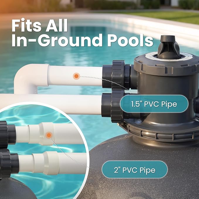 Sand Filter Pump for Above Ground Pool, Pool Pumps Above Ground with Timer, Pool Sand Filter with 6-Way Valve, Efficient Filtration, 19in, Up to 29,000 Gallons