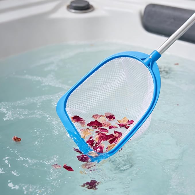 TidyMister 11'' Wide Hot Tub Skimmer for Spa, Handy Pool Skimmer Net with Ultra Fine Diamond Netting Mesh for Small Pools, Hanging Hole Easy to Store (25'' Long)