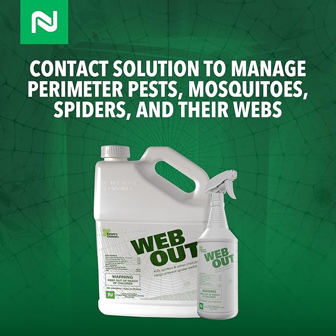 Nisus Web Out Cobweb Eliminator and Repels Spiders, Ants, Mosquitoes, Cockroaches, Aids in Web Control, Ready-to-Use Biodegradable Spray, 1 Quart