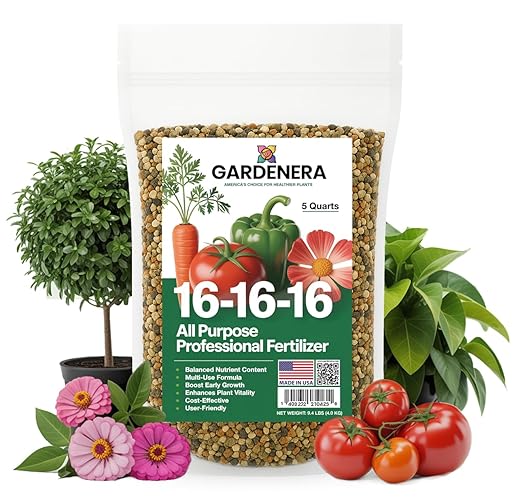 Gardenera 16-16-16 Premium All Purpose Professional Fertilizer - Lawn, Flower, Tree, Shrub & Vegetable Fertilizer (5 Quarts)
