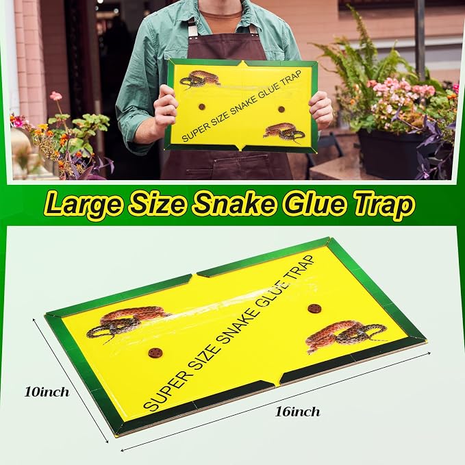 2 Pack 16" x 10" Large Snake Glue Traps with Enhanced Stickiness, Snake Rat Sticky Trap Pad Board for Indoor Outside, Mouse Mice Catcher