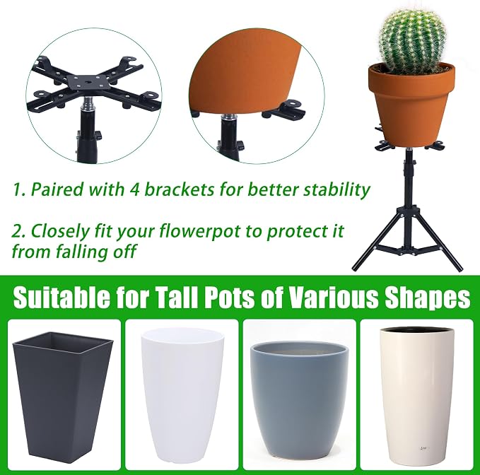 Plant Risers for Inside Pots, Metal Planter Inserts Pot Filler, 12-22" Rise | Planter Inserts for Large Pots, Adjustable Height Pot Lift Stand, 4.3-8.6" Top Base, for Indoor Outdoor Tall Taper Planters