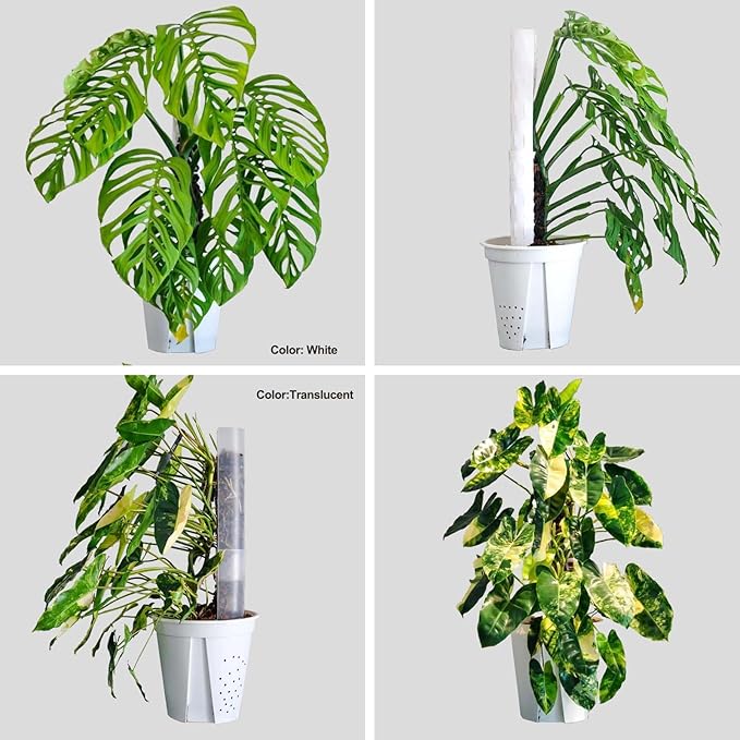 8 Pack 17 Inch Plastic Moss Pole for Monstera | Stackable Plant Support for Indoor Climbing Plants, Durable Plant Stake for Philodendron & Pothos