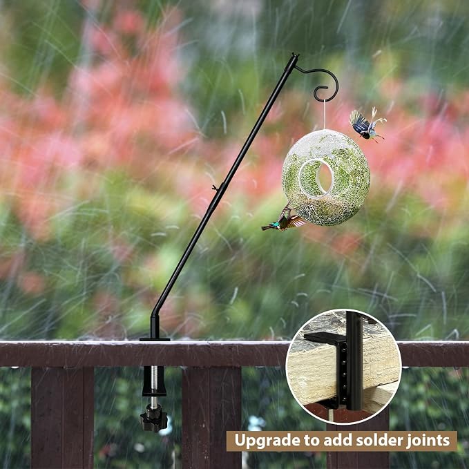 Deck Bird Feeder Hanger 3 Packs Deck Hook, Heavy Duty Hummingbird Feeder Pole for Railing Deck Hanger 31 Inches for Hanging Plants, Wind Chimes, Lanterns