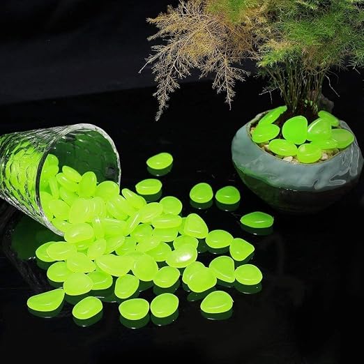 2.4Lbs 550 Pcs Glow in The Dark Garden Pebbles, Gardening Luminous Glow Stones Outdoor Decor Glowing Water Fish Tank Gravel (Green)