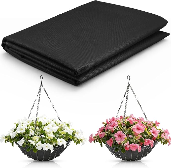 Breling 63 x 300 Inch Raised Garden Bed Liner Non Woven Plant Felt Liner Roll Easy to Cut for Flower Basket Window Box Large Veg Trough, Black