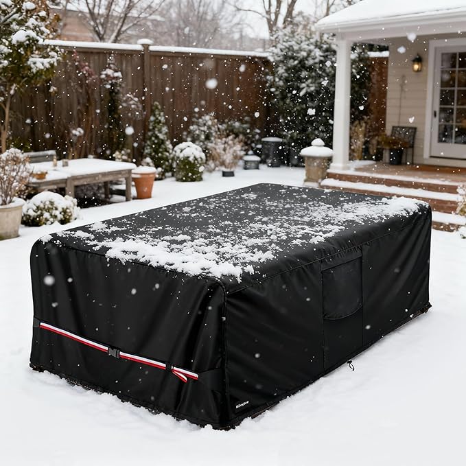 Rectangular Patio Furniture Covers,Upgraded 600D Heavy Duty Outdoor Furniture Covers Waterproof,Outdoor Sectional Dining Table and Chairs General Purpose Furniture Set Cover,88"L × 62"W × 28"H,Black