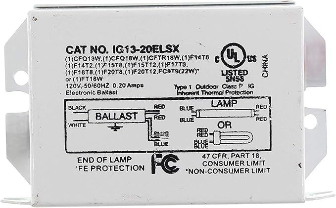 Solus 120V Electronic Single Lamp Fluorescent Ballast – Rapid Start, Metal Housing – Pack of 1, 2, or 4 – UL/cUL Listed, Linear & Compact Fluorescent Lamps (Pack of 1)