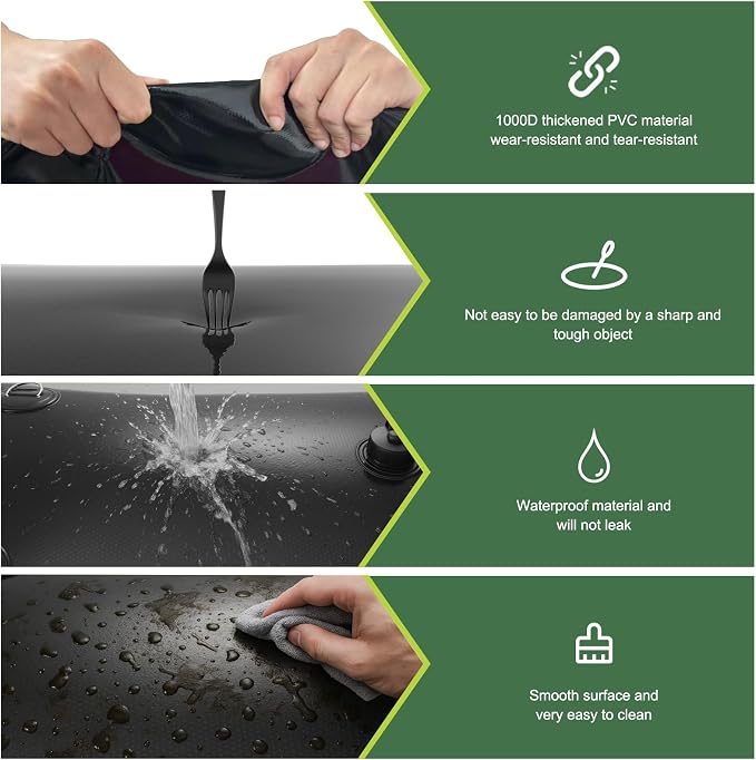 30 Gallon Water Bladder, 1000D PVC Foldable Portable Water Tank, Black Large Capacity Water Bag Container for Camping, Garden, Agricultural Irrigation, Drought Resistance, Emergency Supply