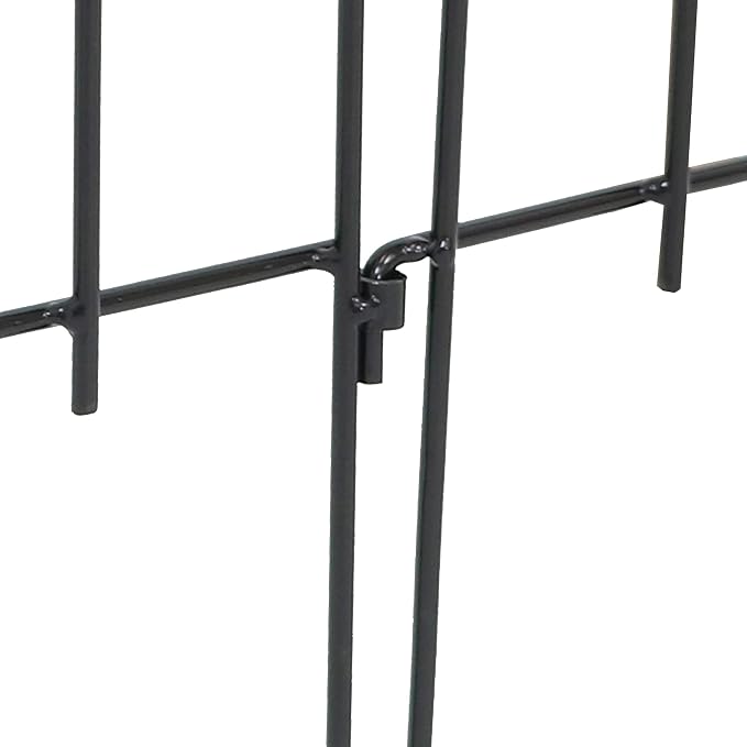 Sunnydaze Bayonne 8' Set of 5 Steel Decorative Garden Fence Panels - 19" W x 19" H Per Panel - Black