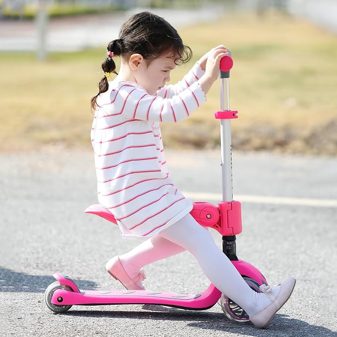 Kicknroll 3-Wheel Scooter for Kids Ages 3-12 with Light-Up Wheels, Folding Design, Adjustable Height, Extra Wide Deck (110 lbs Max)