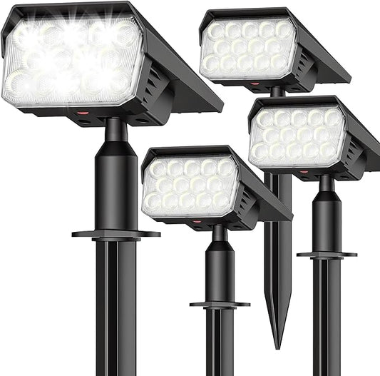 Solar Lights Outdoor Waterproof IP65, 56 LED 3 Lighting Modes Solar Spot Lights Outdoor, Solar Powered Landscape Lighting for Yard Pathway Garden, 4 Pack (Cool White)