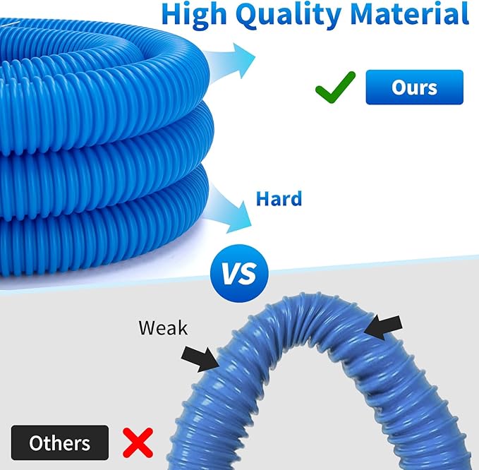 1.25 x 59 Inch Pool Hoses for Above Ground Pools,Pool Filter Pump Hoses,Compatible With Intex Filter Pump 607,637 With 12 Metal Clamps（3 Pack）
