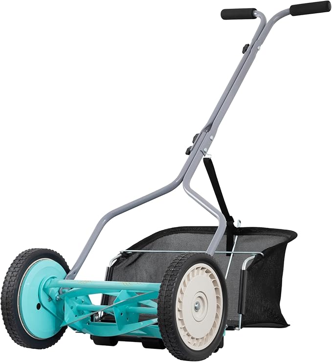 American Lawn Mower Company 1304-14GC 14-Inch 5-Blade Push Reel Lawn Mower with Grass Catcher, Mint & Black+Decker ST8600 5.0 AMP String Trimmer, 13 Inches