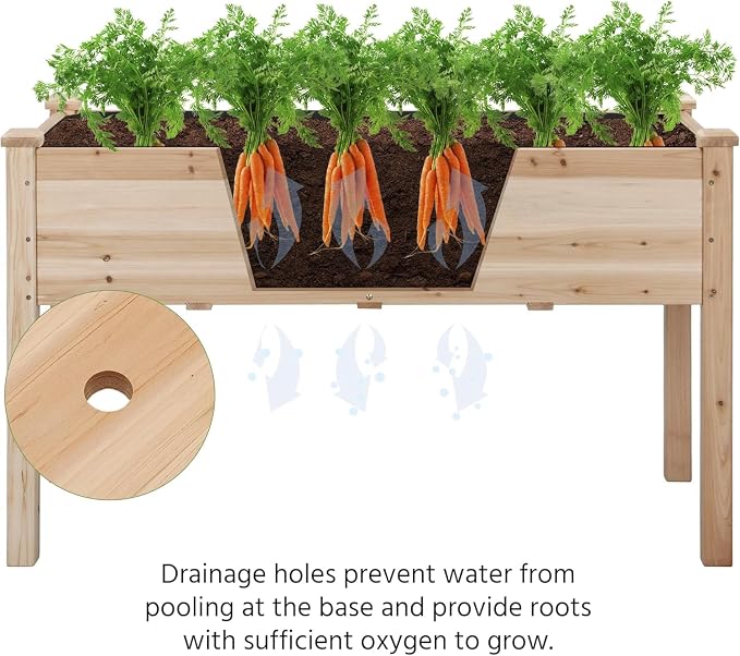 Simple Deluxe Raised Garden Bed with Legs, 72 x 23 x 30 Inch Wooden Planter Box with Liner, Elevated Outdoor Garden Box for Patio, Balcony & Backyard Use, Wood