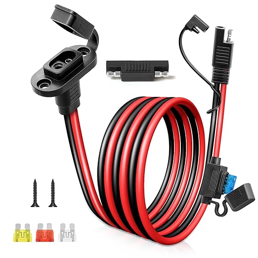 SAE Connector 5FT 10AWG, SAE Battery Quick Connect Plug Waterproof Extension Cable for Solar Panel, Street Glide, Road Glide, Motorcycle Charging Port Upgrade, RV, Solar Generator Battery Charger