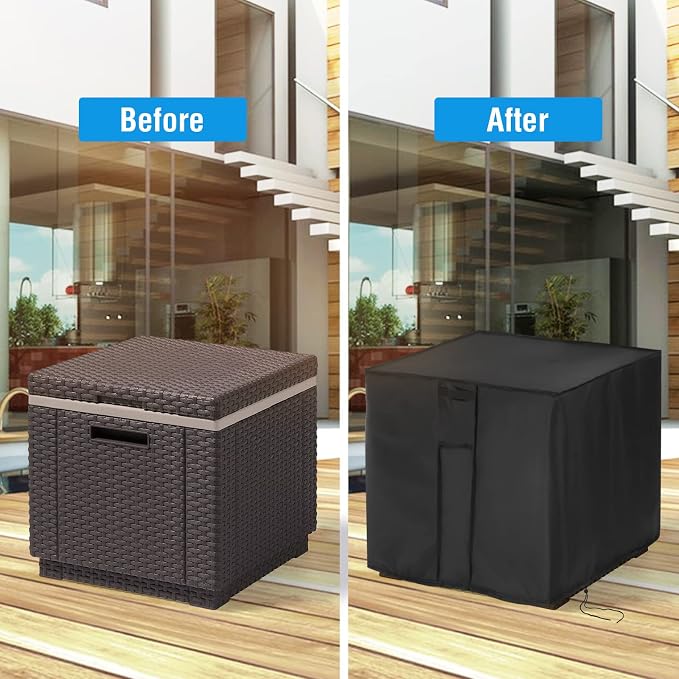 Kingling Outdoor Cooler Table Cover for Keter Cooler Tables, Waterproof Patio Storage Cooler Table Cover Patio Side Table Covers - 18''L x 18''W x18''H